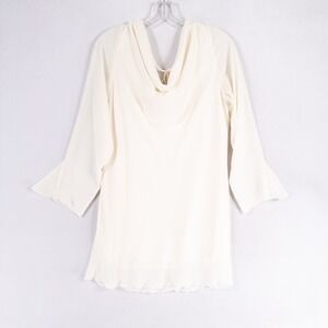 Vtg Sharon Max Blouse One Size Ivory Elegant Draped Tunic Romantic Chiffon